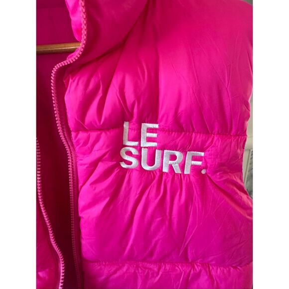 Le Surf Pink Puffer Vest Size Small - Picture 2 of 8